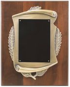 12" x 15" Genuine Walnut Plaque w/ Scroll Frame & Plate