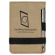 Light Brown/Black - 3 1/4" x 4 3/4" Laserable Mini Notepad with Pen
