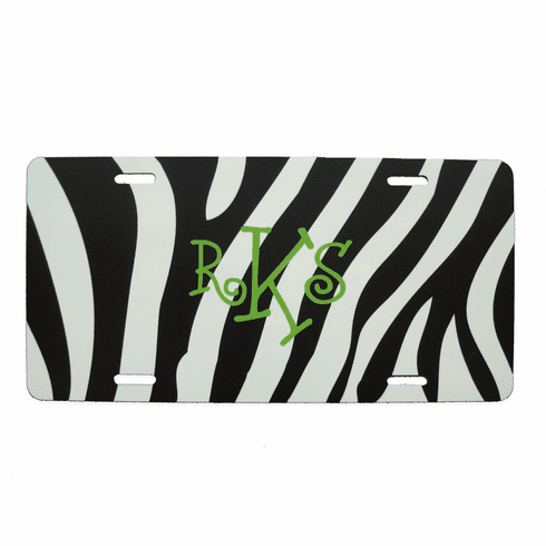 Black Zebra License Plate