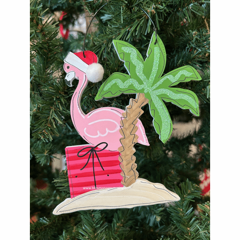 Flamingo on the Beach<br>Christmas Ornament