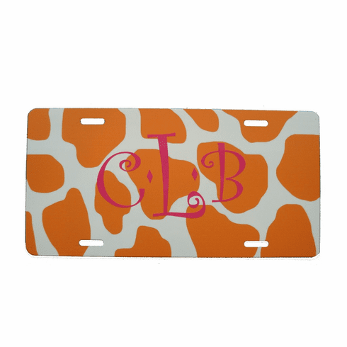 Orange Giraffe License Plate