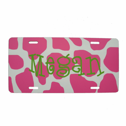 Pink Giraffe License Plate