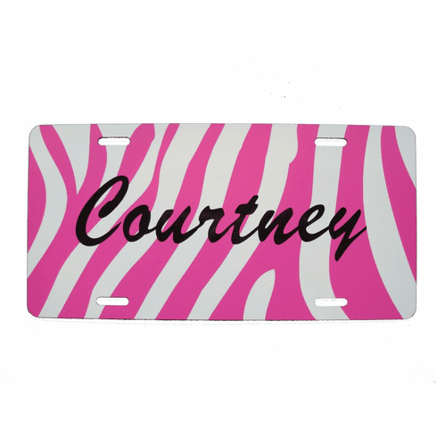 Pink Zebra License Plate