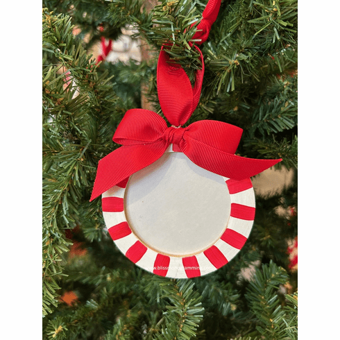 Round Candy Cane Frame<br>Christmas Ornament