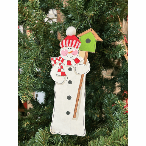 Snowman with Birdhouse<br>Christmas Ornament
