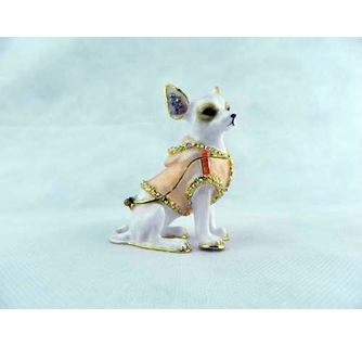 * vintage figure ୨୧ * 真っ白な 可愛い ウサちゃん Swarovski Jeweled White Chihuahua