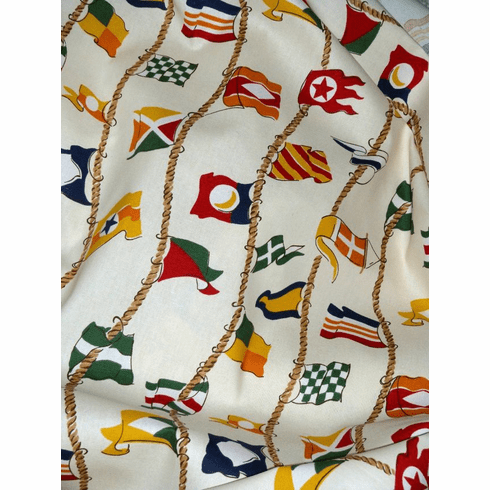 1 White Nautical Flag Curtain Panel  