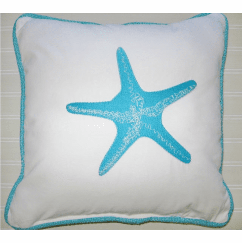 Aqua Blue Starfish Pillow