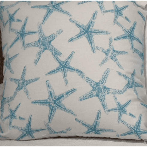 Aqua Starfish Pillow 22x22
