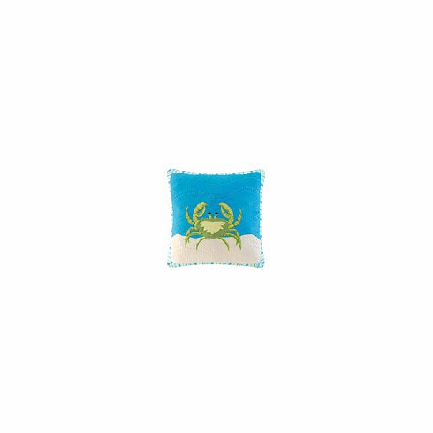 Beach Cottage Pillow Aqua Crab