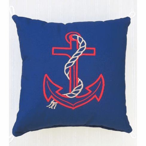 Blue and Red Anchor Pillow