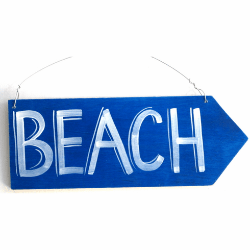 Blue Beach sign right arrow
