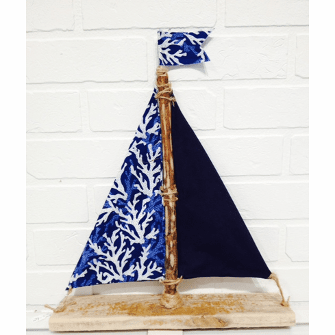 Blue Coral Driftwood Sailboat
