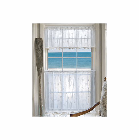 Coastal Curtains Tier White Shell Small 45x24