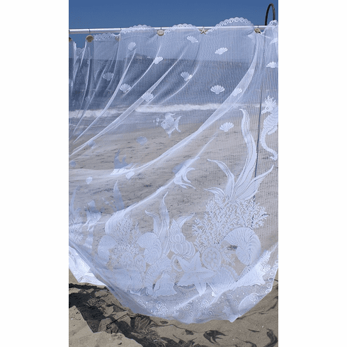 Coastal Lace Shower Curtain Seahorse