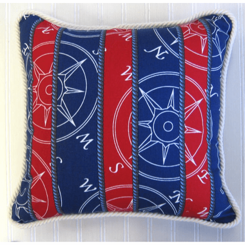 Compass Pillow Navy and Red