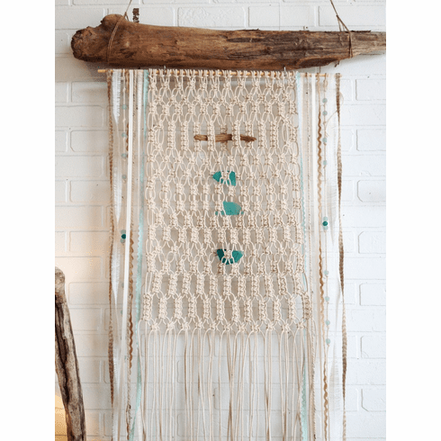 Driftwood and Seaglass Macrame wall Art