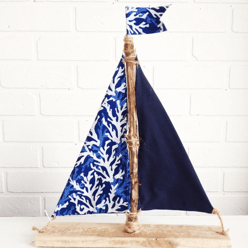 Driftwood coral Sailboat Blue Coral