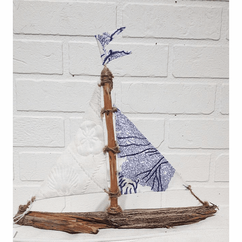 Driftwood Sailboat Blue Coral
