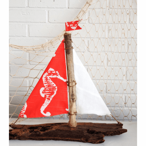 Driftwood Sailboat Coral Seahorse