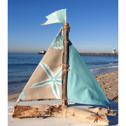 Driftwood Sailboat Green Sea