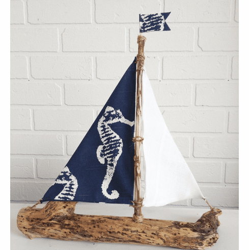Driftwood Sailboat Navy Seahorse
