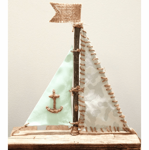 Driftwood Sailboat Seafoam