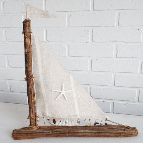 Driftwood Sailboat with seashell Trim Amalfi Coast