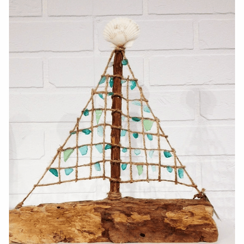 Driftwood Seaglass Sailboat