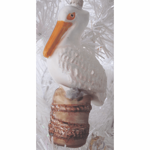 Glass Pelican Ornament