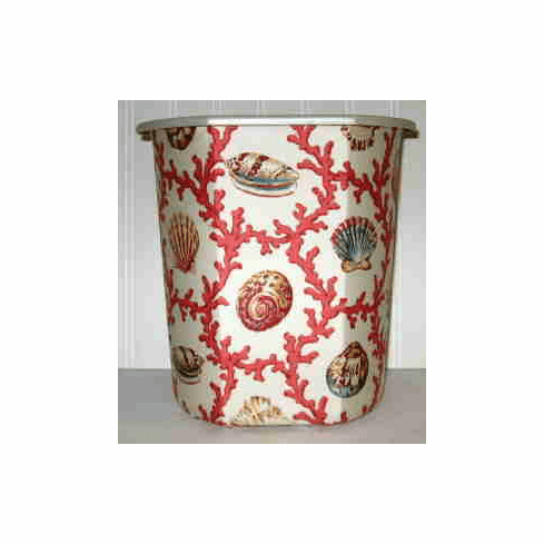 Hamptons Coral Wastebasket