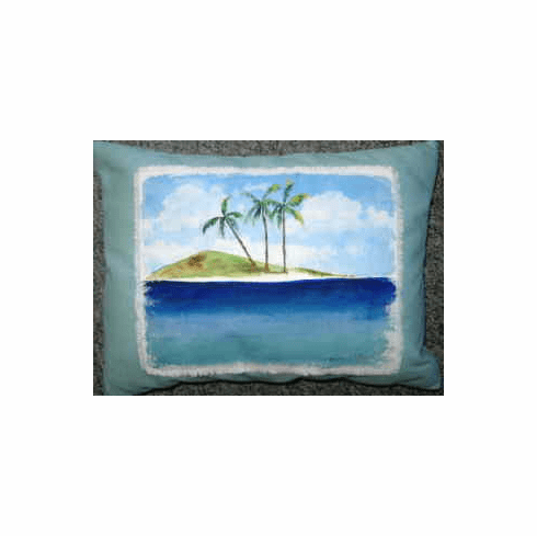 Hand Painted Pillow Island Escape