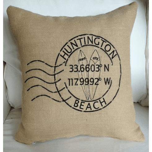 Huntington Beach Longitude Latitude Pillow