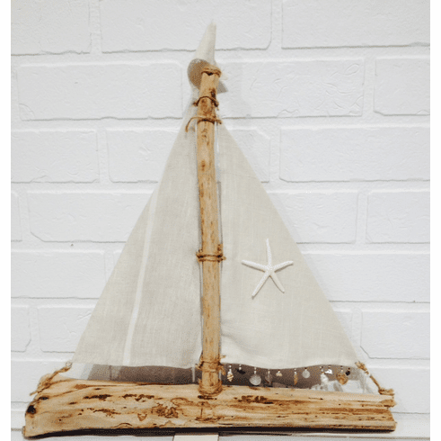 Linen Driftwood Sailboat