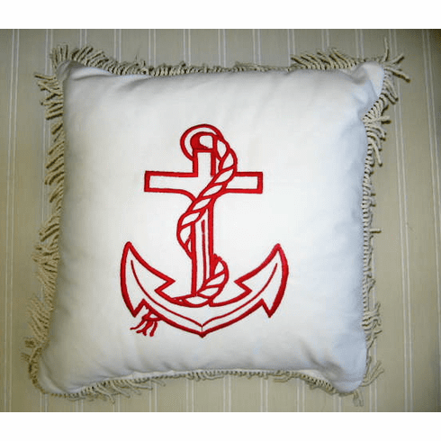 Nautical Anchor Pillow Red