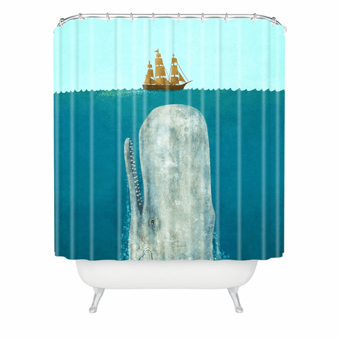 Nautical Blue Whale Shower Curtain