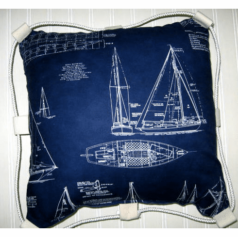 Nautical pillow  Blue print
