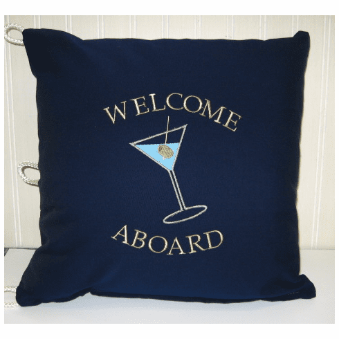 Nautical Pillow Welcome Aboard Martini