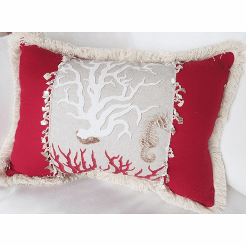 Oblong Mediterranean Red Coral Pillow 