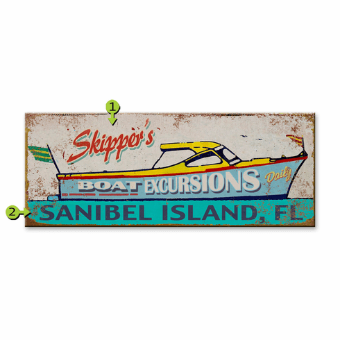 Personalized Boating Sign Skipper Excursions