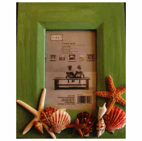 Rustic Seashell Picture frame Coastal green
