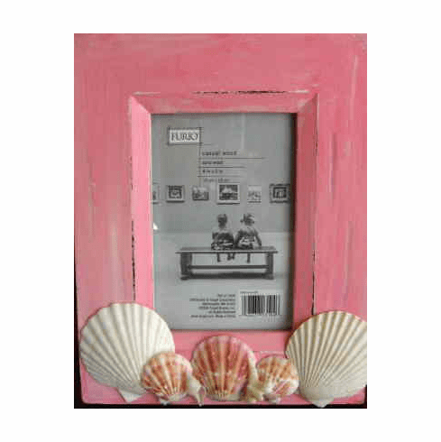 Rustic Seashell Picture frame Cottage Pink