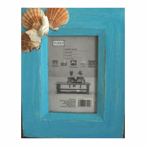 Rustic Seashell Picture frame Turquoise blue
