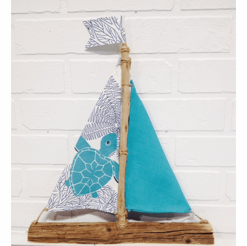 Sea Turtle Driftwood Sailboat