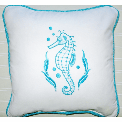 Seahorse Pillow Aqua Blue