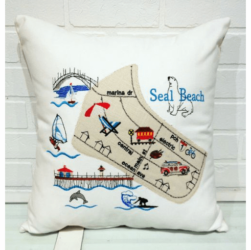 Seal Beach Map Pillow