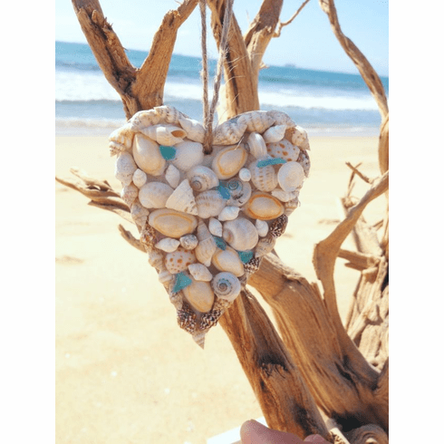 Seashell and Sea Glass Heart Ornament