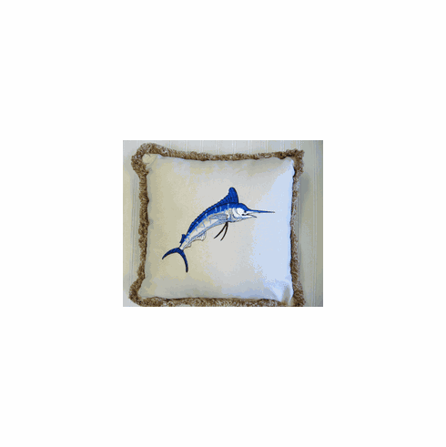 Sunbrella Embroidered Blue Marlin Pillow