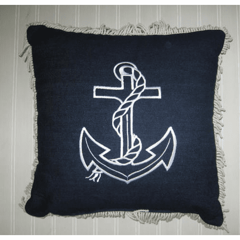 Sunbrella  Pillow Nautical Anchor Blue