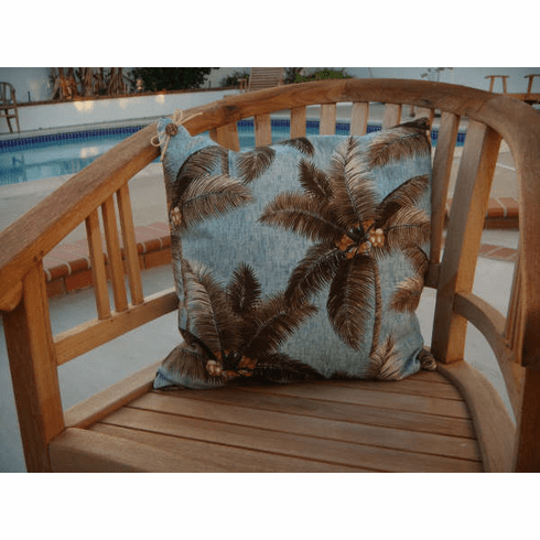 Tropical Blue Palm Pillow